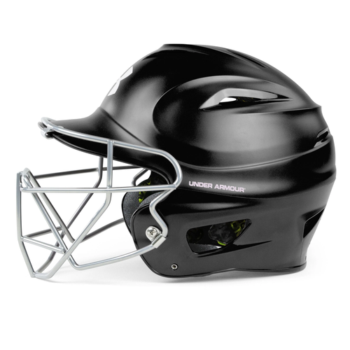 Vist Large View of Product Image Which is Under Armour Adult Batting Helmet w/Mask Black #UABH100FG