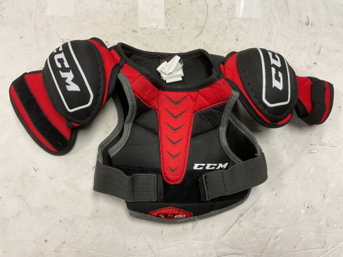 Vist Large View of Product Image Which is Used CCM QLT 230 Youth Shoulder Pads Black And Red MD