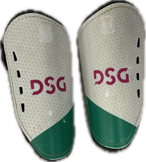 Vist Large View of Product Image Which is Used Dsg Soccer Shin Guards Junior White And Green LG