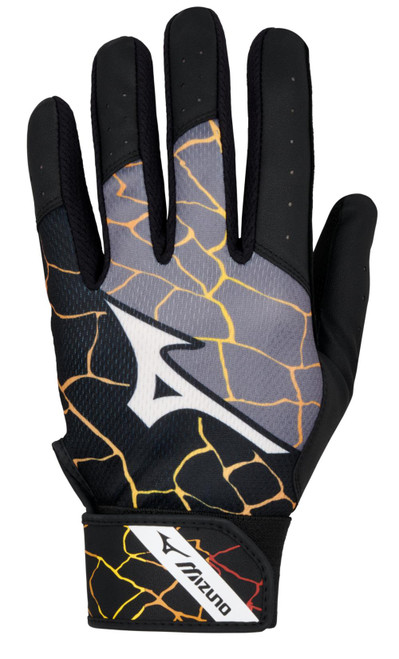 Vist Large View of Product Image Which is New MIZUNO MVP YTH BATTING GLOVES SM BLK/ORG
