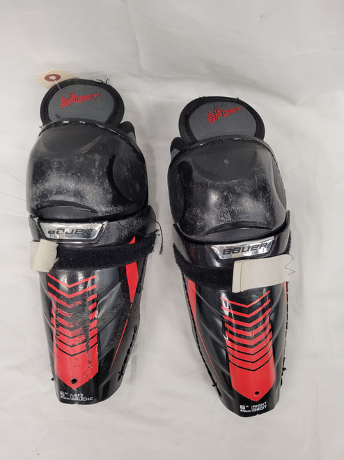 Vist Large View of Product Image Which is Used Bauer LIL SPORT SHIN Youth Shin Guards Black 8"