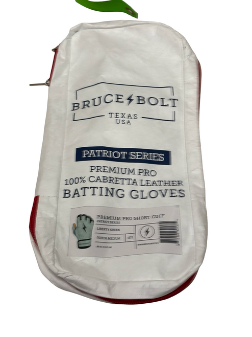 Vist Large View of Product Image Which is New BRUCE BOLT PATRIOT SERIES Premium Pro Short Cuff Youth Batting Gloves Turquoise MD