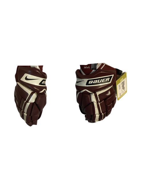 Vist Large View of Product Image Which is Used Bauer VAPOR XVI Intermediate Gloves Maroon 12"