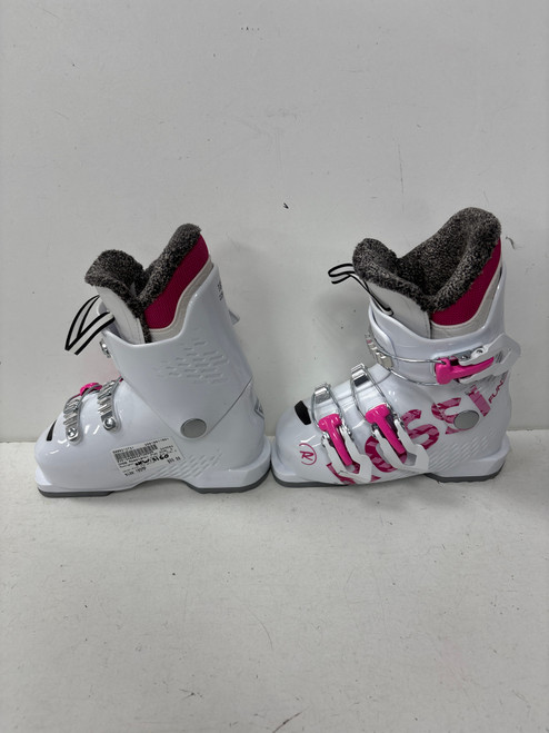 Vist Large View of Product Image Which is Used Rossignol FUN GIRL 3 Girls DH Ski Boot Pink And White 185 MP - Y12 (new= $160)