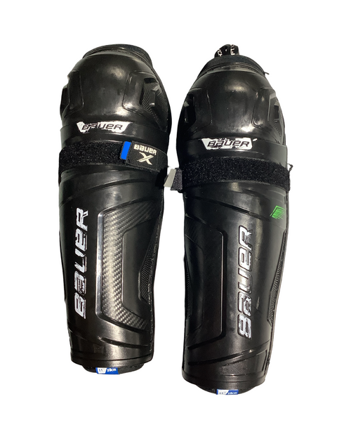 Vist Large View of Product Image Which is Used Bauer X Youth Shin Guards Black 11"