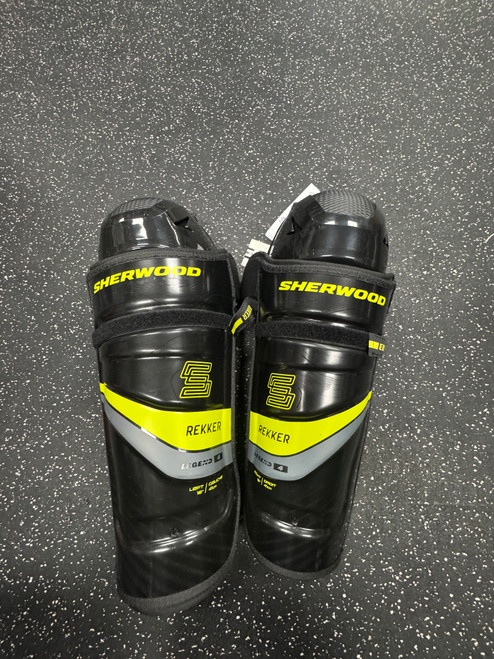 Vist Large View of Product Image Which is New Sher-wood REKKER LEGEND 4 Senior Shin Guards Black 16"