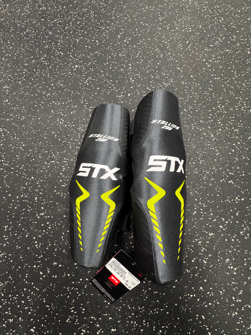 Vist Large View of Product Image Which is New STX STALLION 200 Lacrosse Arm Pads/Guards Black MD