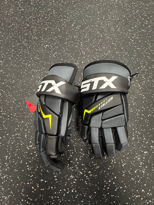 Vist Large View of Product Image Which is New STX STALLION 200 Lacrosse Gloves Junior Black LG
