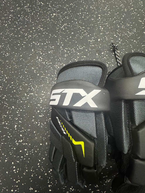 Vist Large View of Product Image Which is New STX STALLION 200 Lacrosse Gloves Junior Black SM