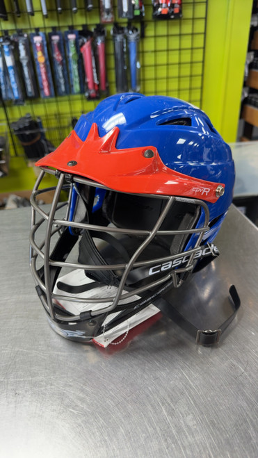 Vist Large View of Product Image Which is Used Cascade CPV-R Lacrosse Helmet Royal Blue One Size