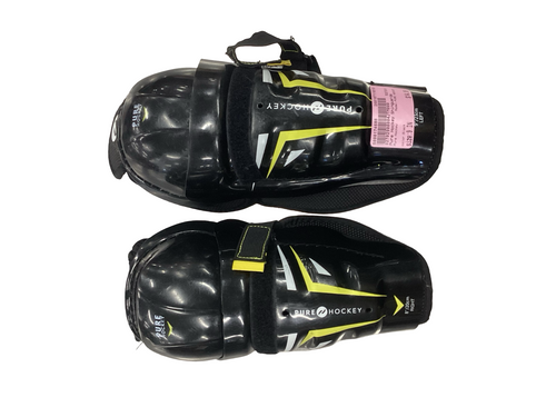 Vist Large View of Product Image Which is Used Pure Hockey PURE HOCKEY Youth Shin Guards Black 9"