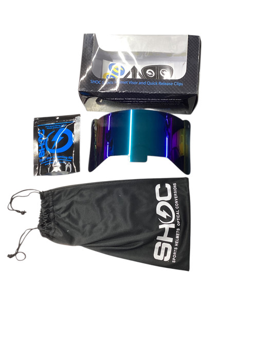 Vist Large View of Product Image Which is Used SHOC Football Helmet Visor Iridium Sky Blue Visor 