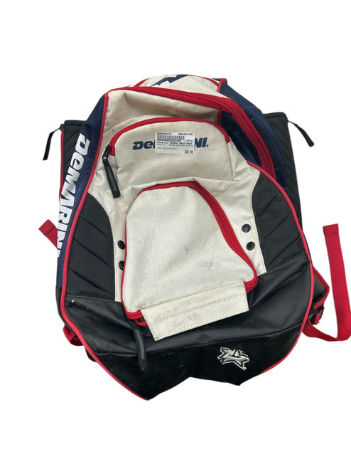 Vist Large View of Product Image Which is Used Demarini VOODOO BACK PACK PATRIOT BB/SB Player Backpack White/Red/Navy