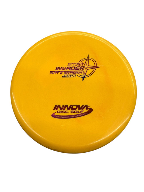 Vist Large View of Product Image Which is Used Innova STAR INVADER Disc Golf Putter Yellow