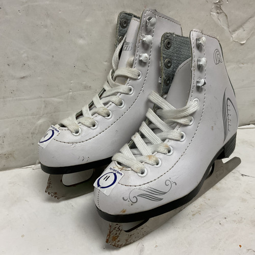 Vist Large View of Product Image Which is Used Lake Placid FIGURE Girls Figure Skate White Youth 11.0