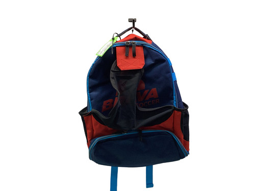Vist Large View of Product Image Which is Used Brava BRAVA YOUTH SOCCER BACKPACK Soccer Player Sackpack Navy Blue And Red