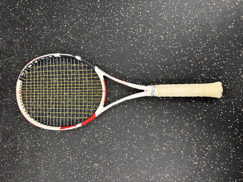Vist Large View of Product Image Which is Used Babolat PURE STRIKE 16X19 Adult Tennis Racquet White 4 1/2"