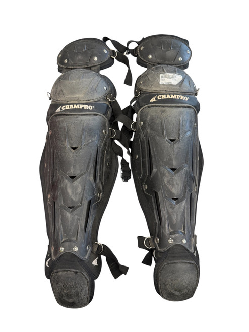 Vist Large View of Product Image Which is Used Champro SHIN GUARDS Catchers Leg Guards Black Intermed