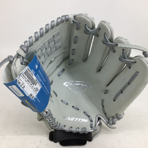 Vist Large View of Product Image Which is Used Easton GHOST NX 12 IN RHT SB FP GLOVE RH Throw Fastpitch Gloves Grey 12"