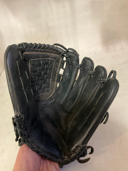 Vist Large View of Product Image Which is Used Louisville Slugger XENO RH Throw Fastpitch Gloves Black 12 3/4"