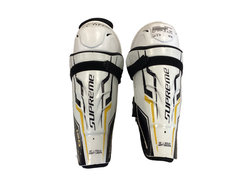 Vist Large View of Product Image Which is Used Bauer SUPREME 150 Junior Shin Guards White 12"