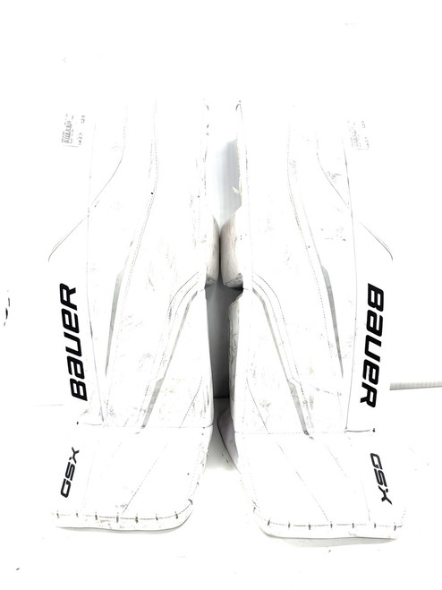 Vist Large View of Product Image Which is Used Bauer GSX 28+ Goalie Leg Pads Junior White 28"