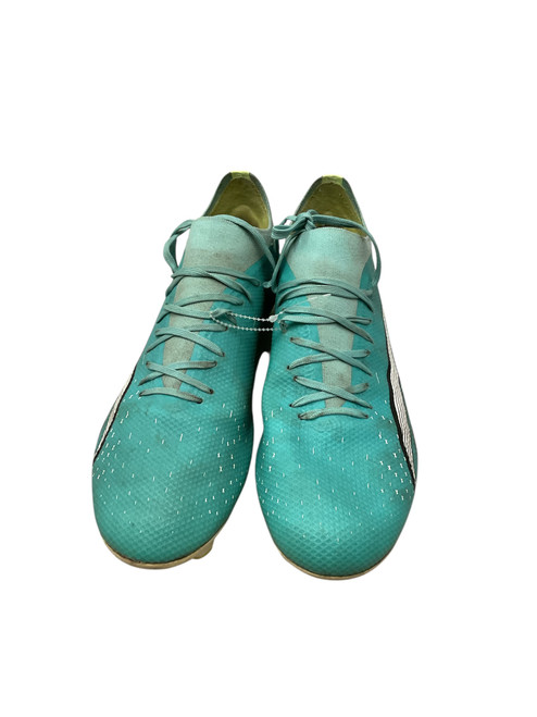 Vist Large View of Product Image Which is Used Puma Soccer Cleats Teal Senior 10
