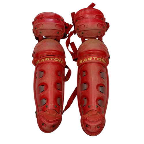 Vist Large View of Product Image Which is Used Easton NATURAL Catchers Leg Guards Red Intermediate
