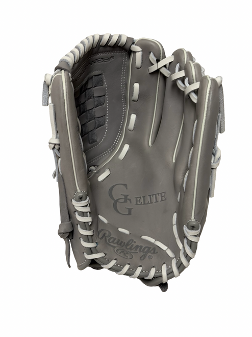 Vist Large View of Product Image Which is New Rawlings GG ELITE GGEFP120BG RH Throw Fastpitch Softball Glove Grey 12"
