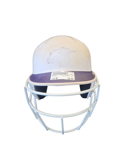 Vist Large View of Product Image Which is Used BoomBah PURPLE HELMET Batting Helmet w/Mask White MD