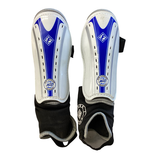 Vist Large View of Product Image Which is Used Franklin Soccer Shin Guards Adult White SM