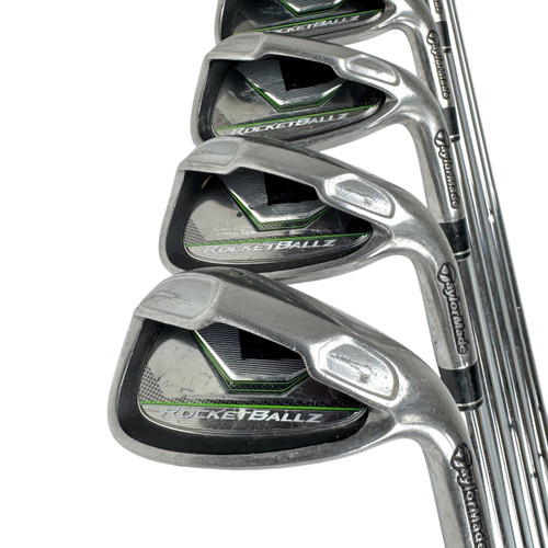 Vist Large View of Product Image Which is Used Taylormade ROCKETBALLZ Men's RH Iron Set 4I-PW Stiff Flex Steel Shaft