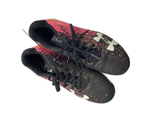 Vist Large View of Product Image Which is Used Under Armour MLB BB/SB Cleats Pink And Black Junior 04