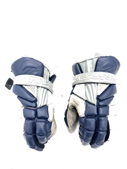 Vist Large View of Product Image Which is Used Maverik MAX Lacrosse Gloves Mens Navy Blue 13"