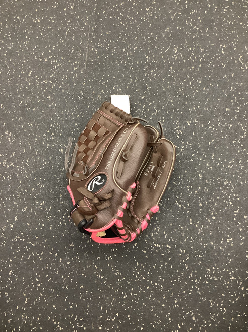 Vist Large View of Product Image Which is Used Rawlings FP11T RH Throw Fastpitch Gloves Brown 11"