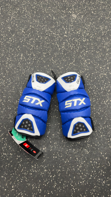 Vist Large View of Product Image Which is Used STX CELL 3 Lacrosse Arm Pads/Guards Royal Blue SM