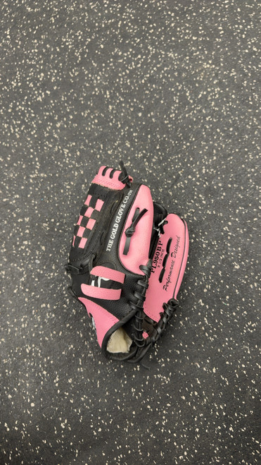 Vist Large View of Product Image Which is Used Rawlings PL950BP RH Throw Fastpitch Gloves Pink 9 1/2"