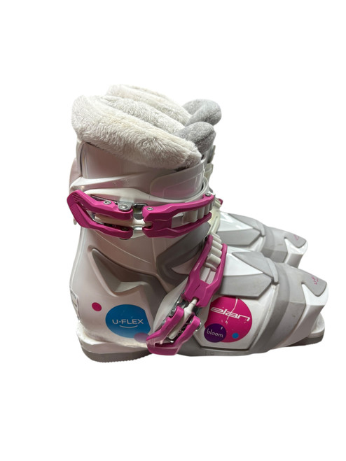 Vist Large View of Product Image Which is Used Elan U FLEX Girls DH Ski Boot White 215 MP - J03