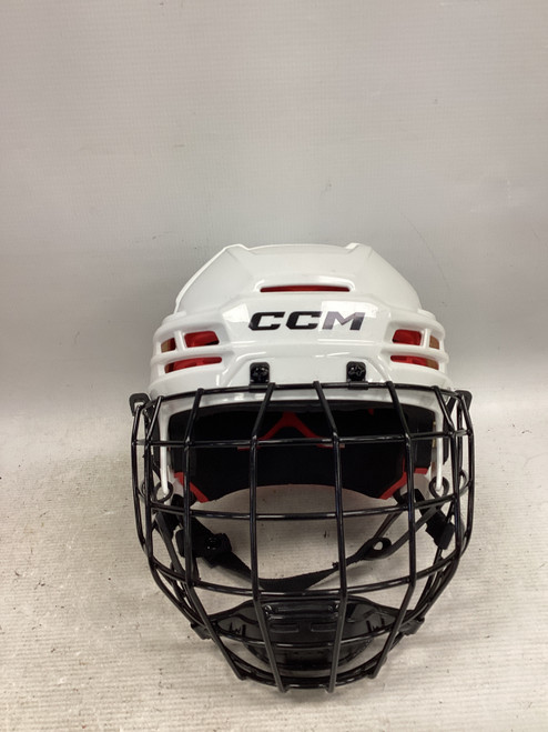 Vist Large View of Product Image Which is Used CCM TACKS 70 JR Helmet Cage Combo White SM
