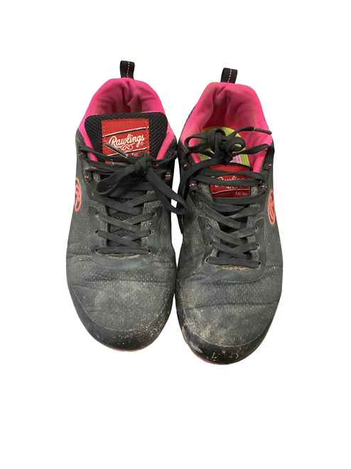 Vist Large View of Product Image Which is Used Rawlings BB/SB Cleats Black And Pink Senior 5