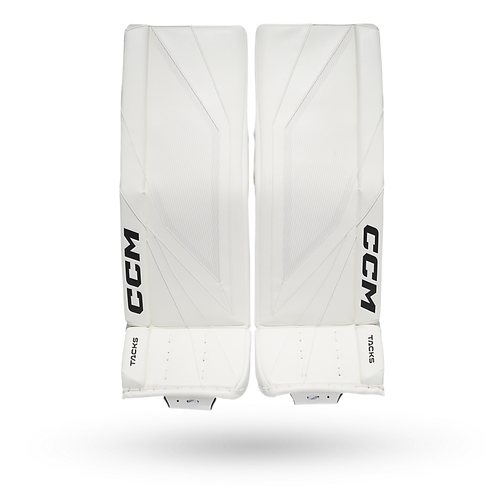 Vist Large View of Product Image Which is CCM Tacks Senior Goalie Leg Pads WWWW 34"+1 #GPTACKS