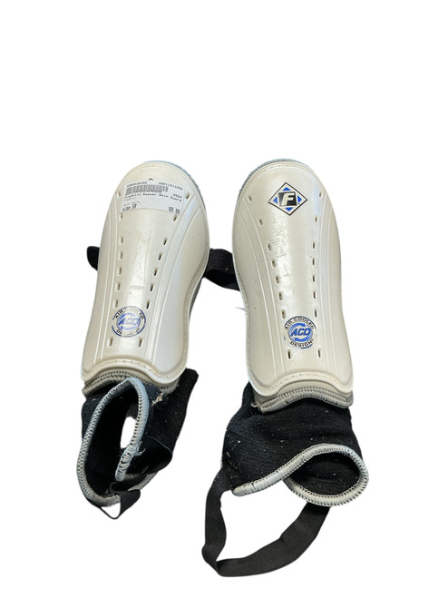 Vist Large View of Product Image Which is Used Franklin Soccer Shin Guards Adult White Senior