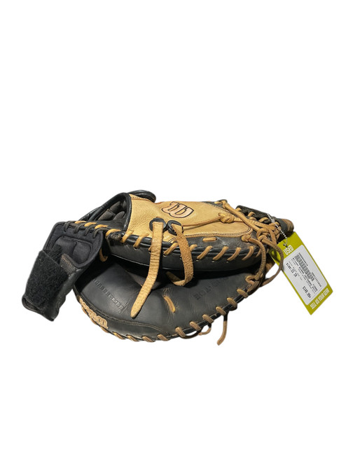 Vist Large View of Product Image Which is Used Wilson A1000 CATCHERS MITT BB/SB Catchers RH Throw Black And Tan 33"