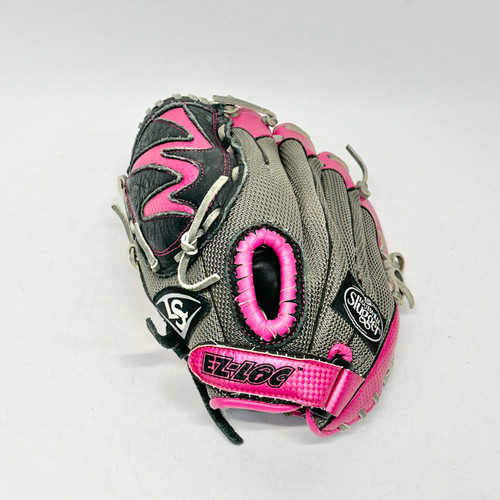 Vist Large View of Product Image Which is Used Louisville Slugger DIVA SERIES LH Throw Fastpitch Gloves Black And Pink 10 1/2"