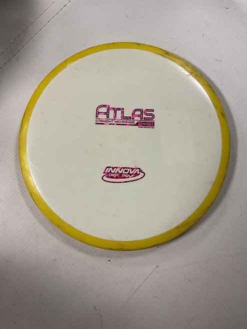 Vist Large View of Product Image Which is Used Innova ATLAS Disc Golf Mid Range White