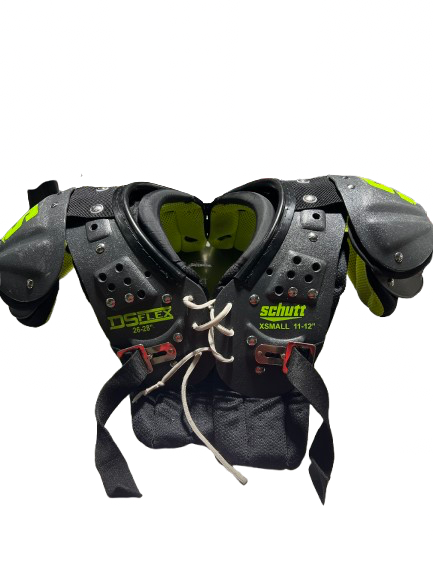 Vist Large View of Product Image Which is Used Schutt SCHUTT DS FLEX YTH XS SHOULDER PADS FB Shoulder Pads Neon Green XS