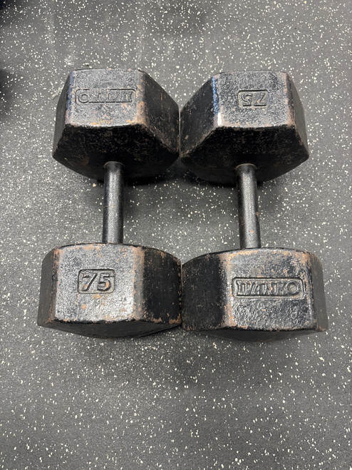 Vist Large View of Product Image Which is Used Hex Dumbbell (Pair) 75 lb