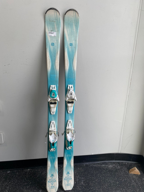 Vist Large View of Product Image Which is Used Salomon KIANA Womens DH Ski/Binding White 144 cm