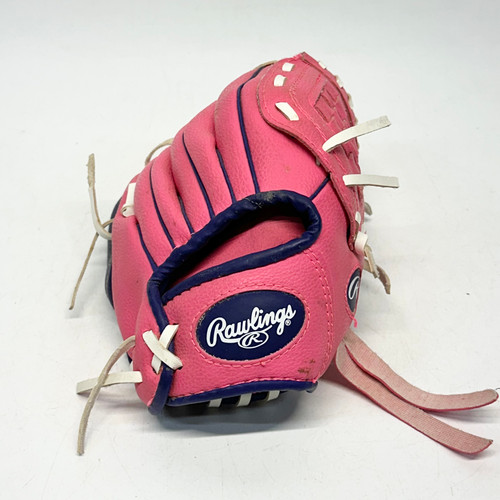 Vist Large View of Product Image Which is Used Rawlings PL91PP BB/SB Glove RH Throw Purple And Pink 9"