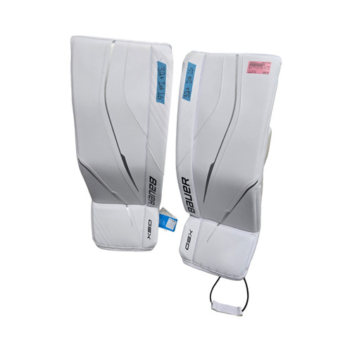 Vist Large View of Product Image Which is Used Bauer GSX LEG PADS INT LG 32+ Goalie Leg Pads Inter White 32"